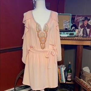 Stunning coral beaded dress